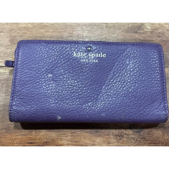 kate spade Handbags - Kate Spade New York Purple Leather Wallet With Zip Pocket & Card Slots